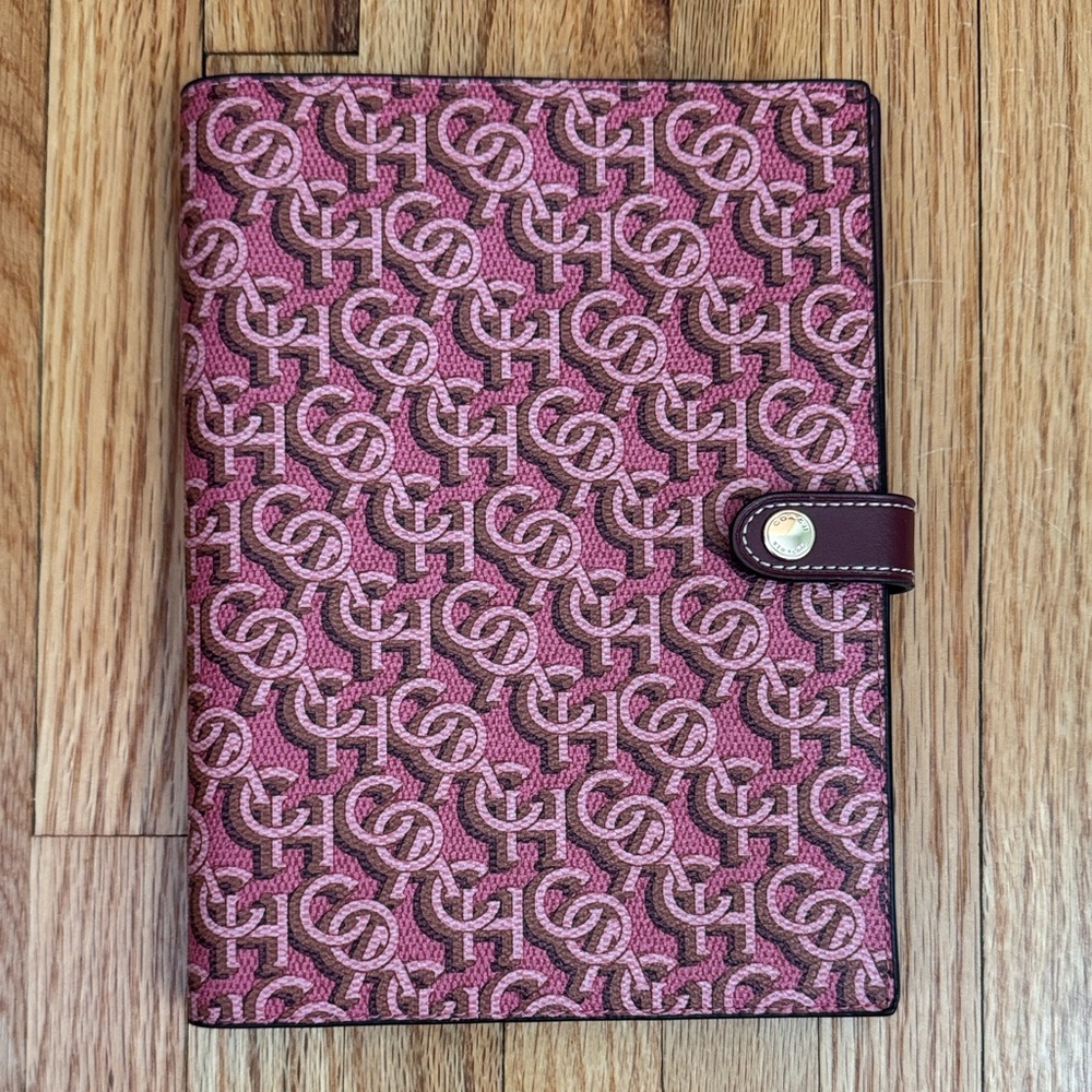 Coach Notebook Cover Signature Monogram Leather Canvas